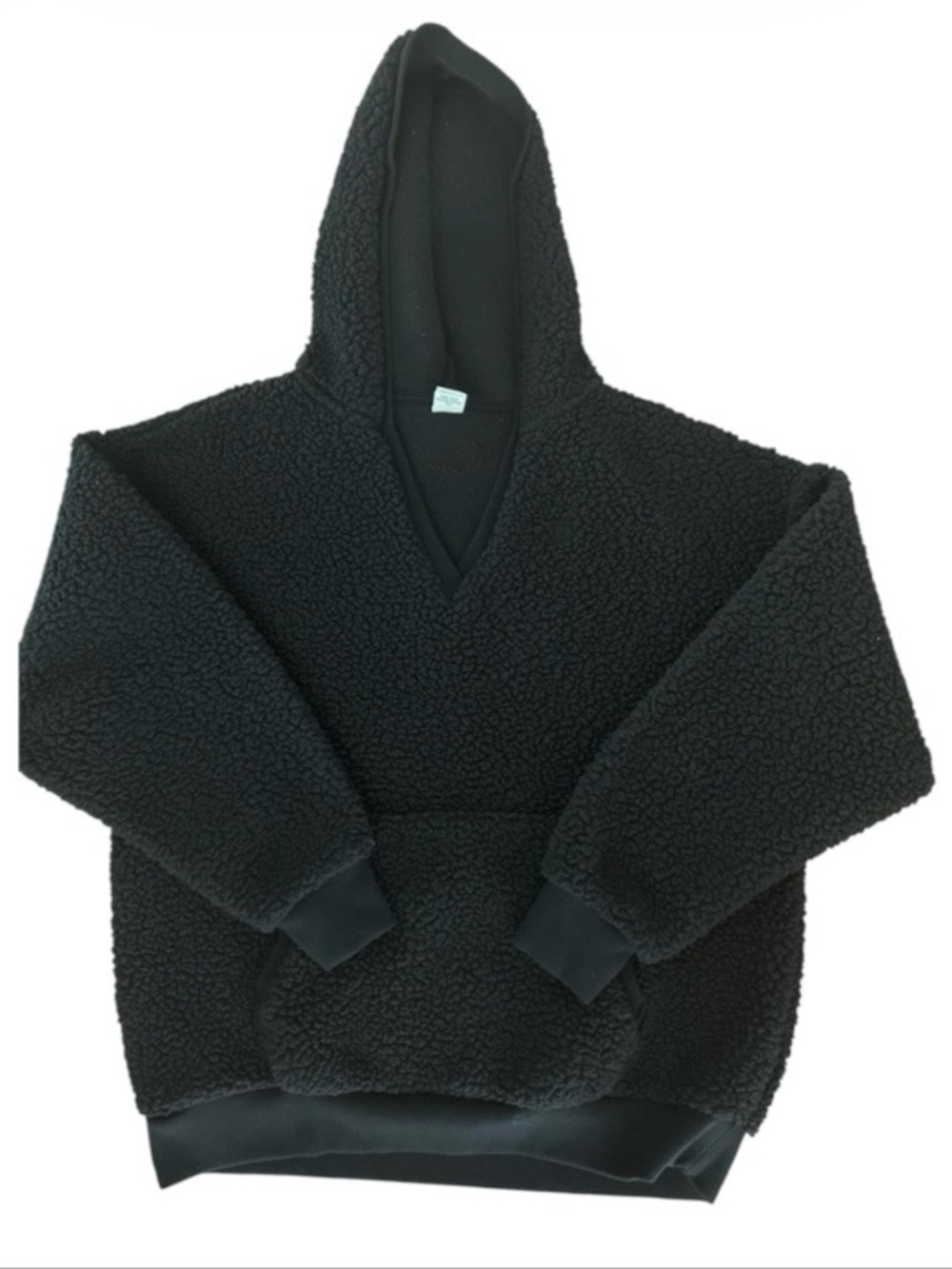 PINK Victoria's Secret Black Sherpa Pullover Hoodie Long Sleeve Unisex S